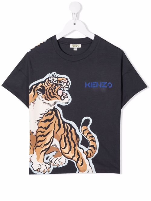 T-shirt bambino con stampa grande tigre fronte e retro KENZO Kids | K25634082